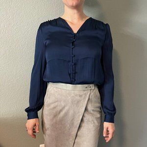 NWT BR navy long-sleeve blouse